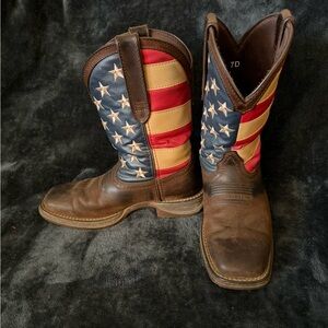 LIKE NEW REBEL DURANGO AMERICAN FLAG COWBOY BOOTS STARS STRIPES WESTERN